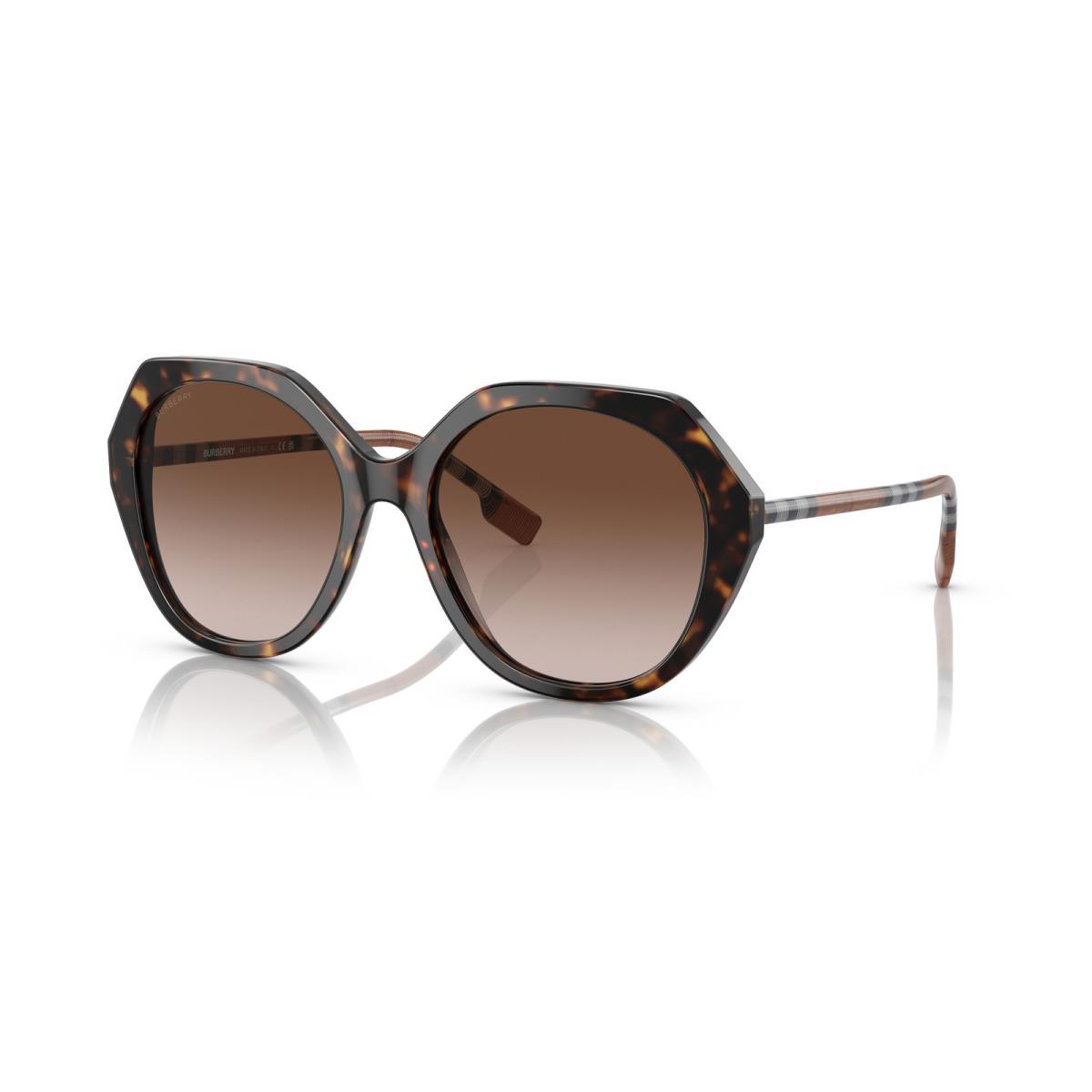 Burberry BE 4375 401713 Dark Havana Plastic Geometric Sunglasses Brown Gradient
