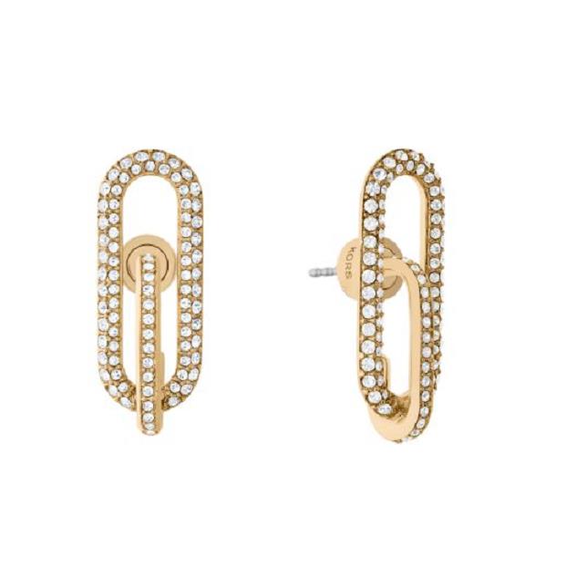 Michael Kors Iconic Gold Tone Crystals Chain Links EARRINGS-MKJ6968
