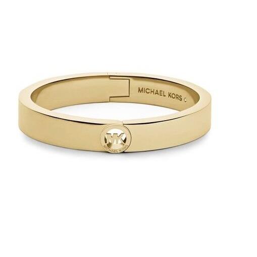 Michael Kors Fulton Polished Gold Tone Delicate Hinge Bangle Bracelet MKJ3249