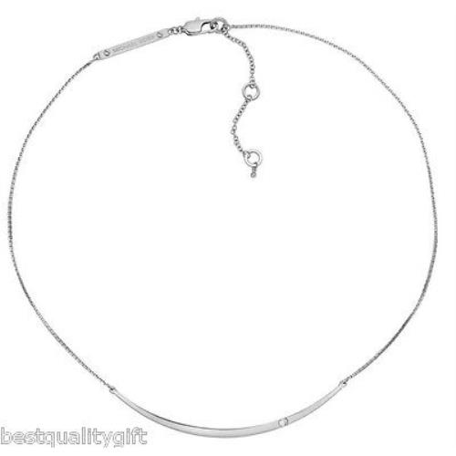 Michael Kors Brilliance Silver Tone S/steel Bar Necklace+crystal MKJ2732