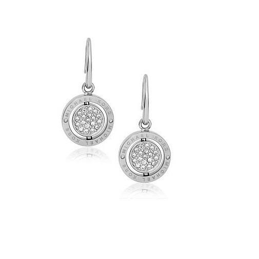 Michael Kors Silver Tone Crystals Flip Rotating Drop Earrings MKJ5651