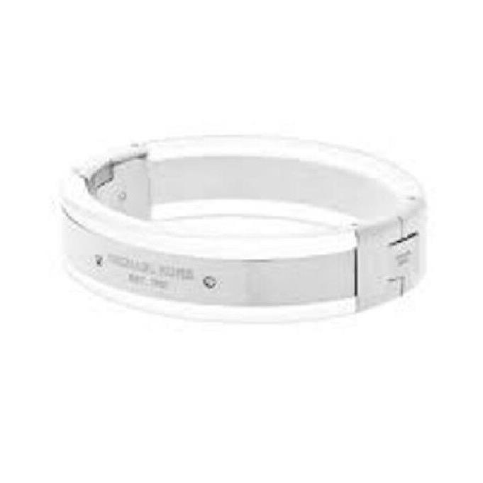 Michael Kors Silver Tone+clear Acetate Acrylic Hinge Bangle Bracelet MKJ5604