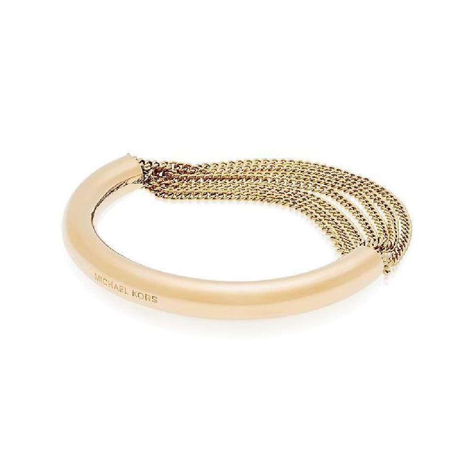 Michael Kors Gold Tone Crystals Fringe Draped Chains Bracelet MKJ5787