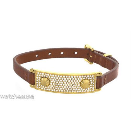 Michael Kors Gold Tone Hinge Leather Band Bracelet MKJ3607710