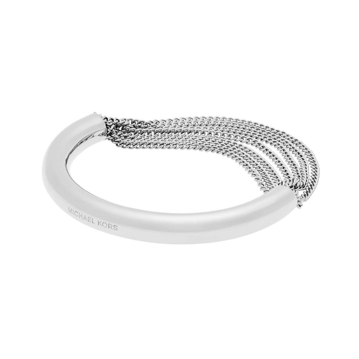 Michael Kors Silver Tone Crystals Fringe Draped Chains Bracelet MKJ5788