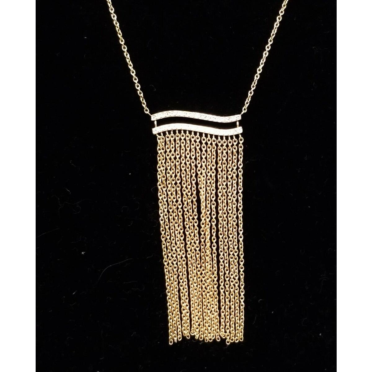 Michael Kors Wonderlust Rose Gold Pave Crystals Fringe Chain Necklace MKJ6636