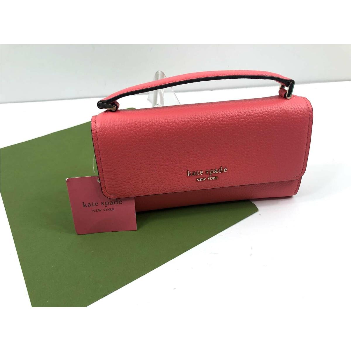 Kate Spade Roulette Top Handle Crossbody Wallet Purse Peach Melba Leather