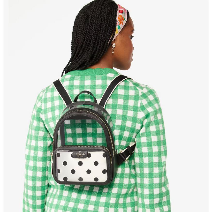 Kate Spade Clare See Through Small Backpack KG082 Clear / Black Polka Dot