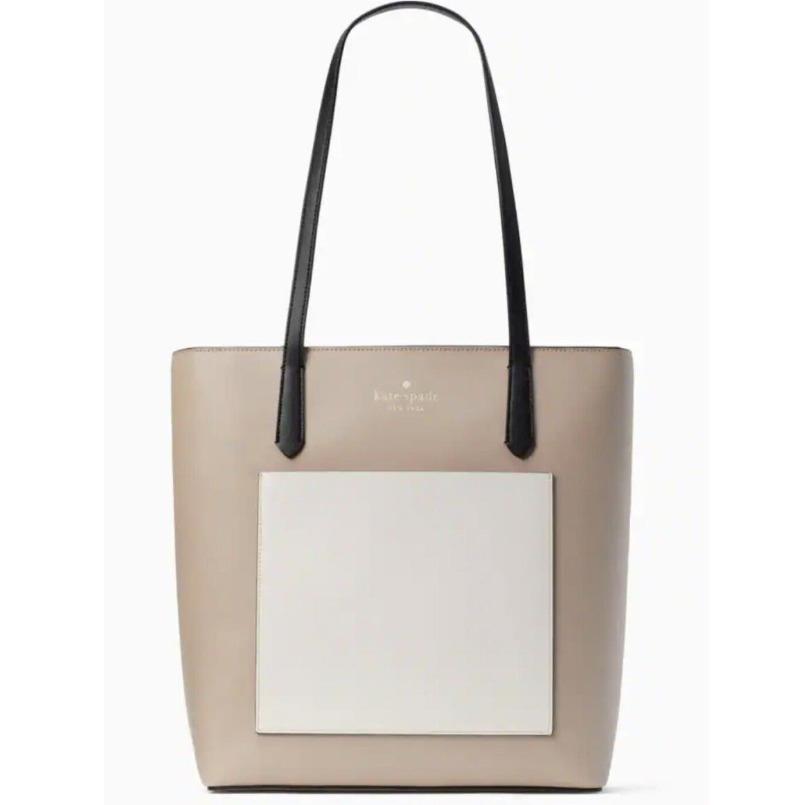 Kate Spade Daily Colorblock Saffiano Top Zip Tote Bag Warm Beige
