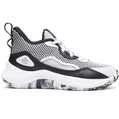Under Armour Unisex Kids` Pre-school Curry 3Z 24 Basketball Shoes White/black/bl - White-Black-Black