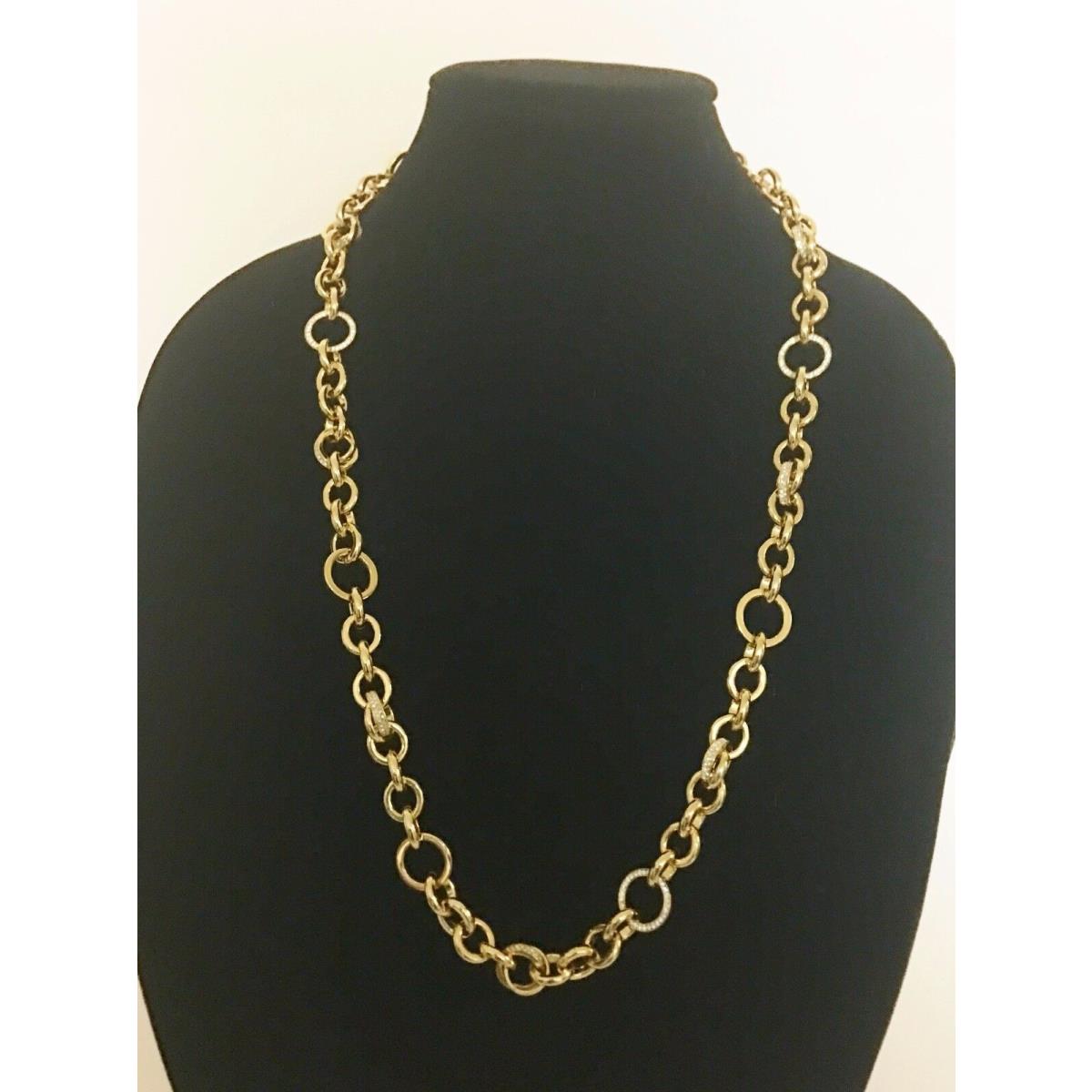 Michael Kors Brilliance Gold Tone Crystal Chain Link Necklace MKJ3436