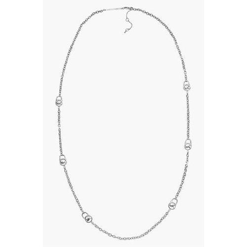 Michael Kors Polished Silver Tone Long Chain Logo Necklace MKJ2459