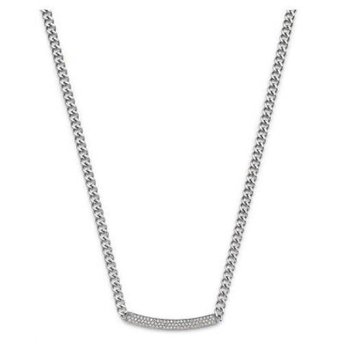 Michael Kors Silver Reversible Crystal Pave MK Plaque Toggle Necklace MKJ3355