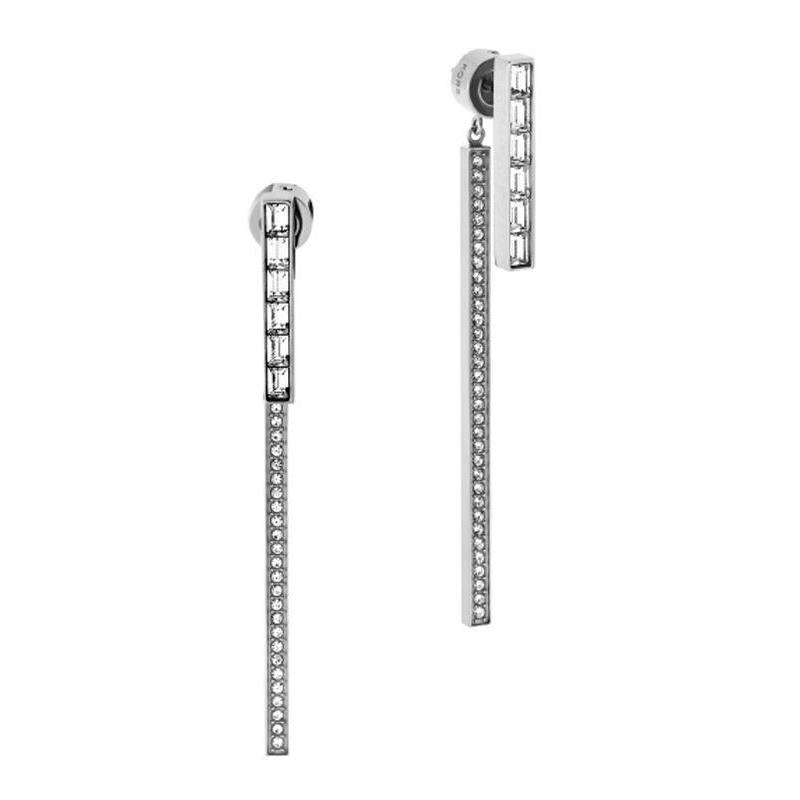 Michael Kors Silver Tone Pave Baguette Mismatch Stick Earrings MKJ4937