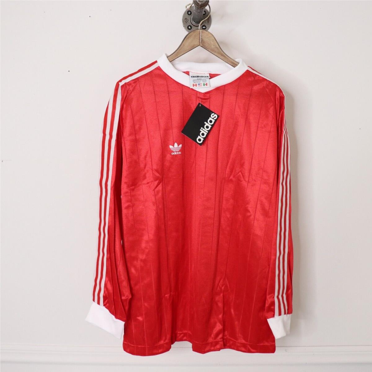 Vtg 90`s Adidas Trefoil Striped Men`s Soccer Practice Jersey Shirt Sz L Nos