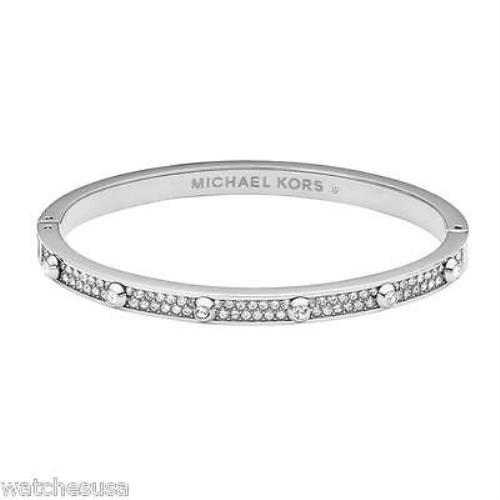 Michael Kors Silver Tone Astor Hinge Pave Bracelet MKJ3268