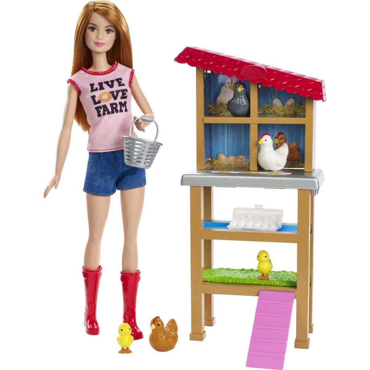 Barbie Careers Playset Chicken Farmer Set with Fashion Doll with Red Hair