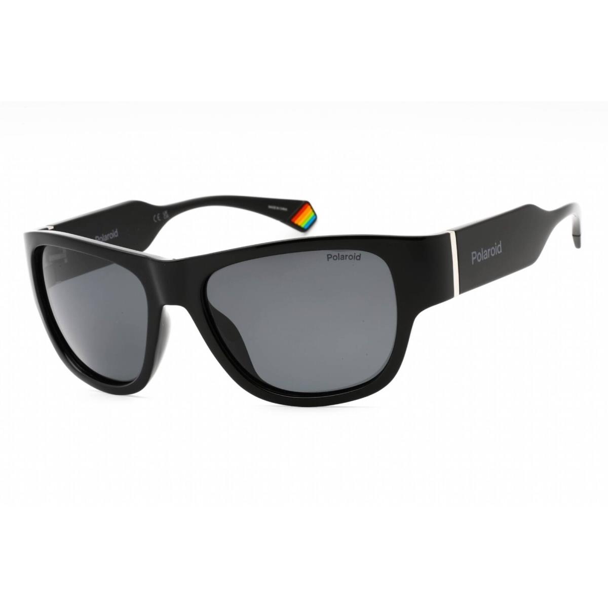 Polaroid Core Unisex Sunglasses Black Rectangular Frame Pld 6197/S 0807 M9 - Frame: Black, Lens: Grey