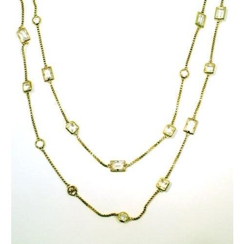 New-michael Kors Gold Tone Long Double Wrap Chain+crystal Necklace MKJ2176