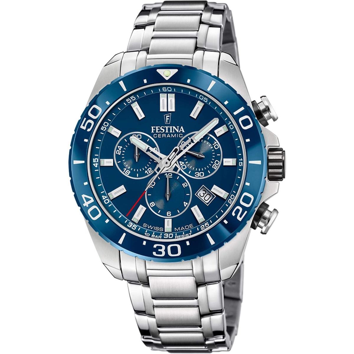 Festina Swiss Chronograph Ceramic 44mm Quartz Wristwatch F20042-2