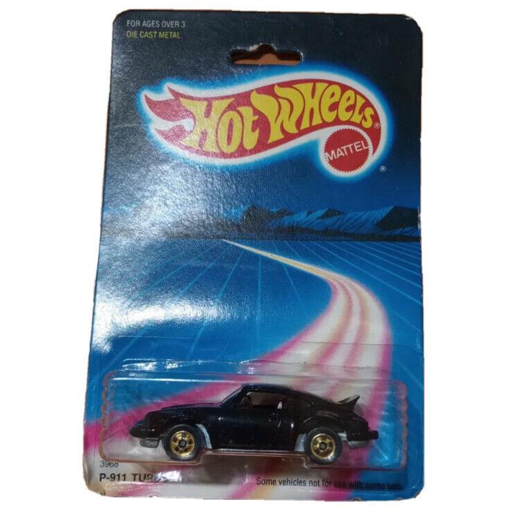 Mattel Hot Wheels P-911 Turbo Solid Black Gold Bws Hong Kong BP 1986