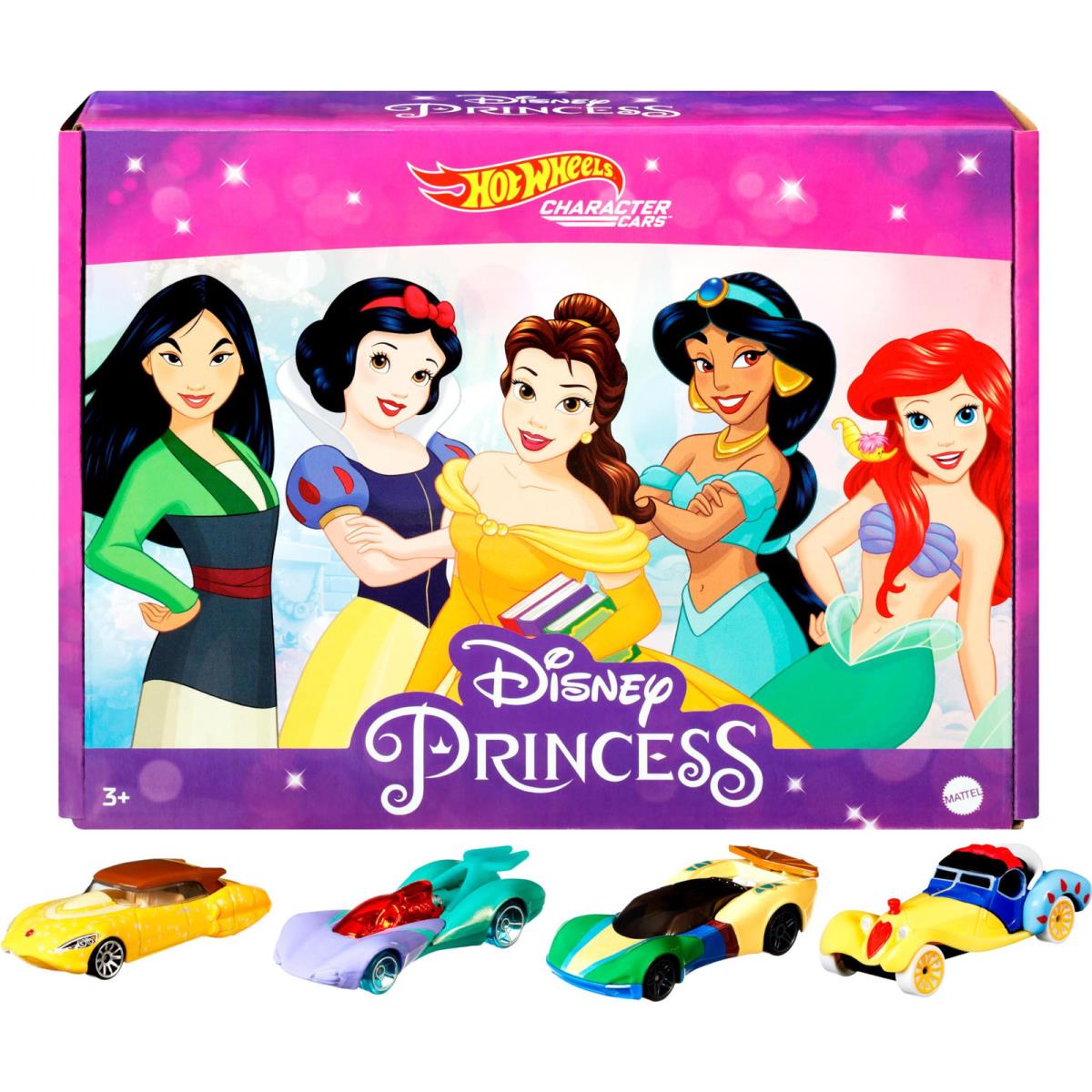 Mattel Disney Princess Toy Cars 5-Pack Set of 5 Character Vehicles in 1:64