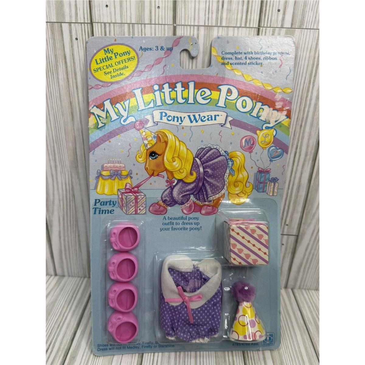 Vintage 1985 Hasbro My Little Pony Pony Wear Outfit Pack Party Time Birthday