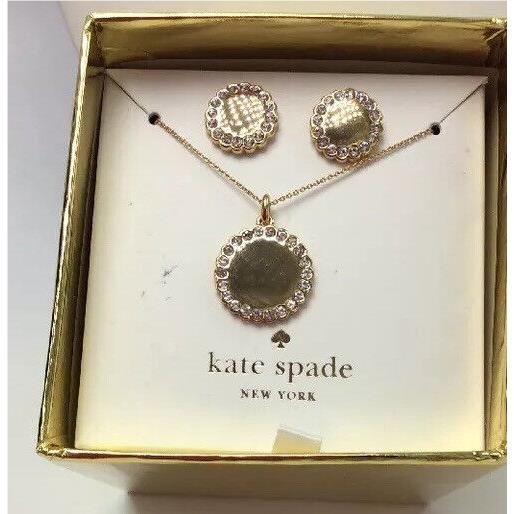 Kate Spade A Way Words Stealthespotlight Goldtone Necklace Earrings Bin 10