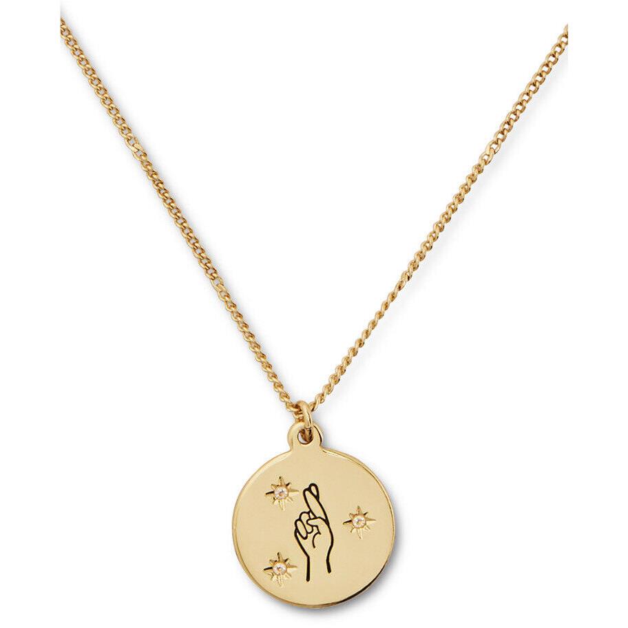 Kate Spade Gold Tone Pave Fingers Crossed 16 Necklace- I8G