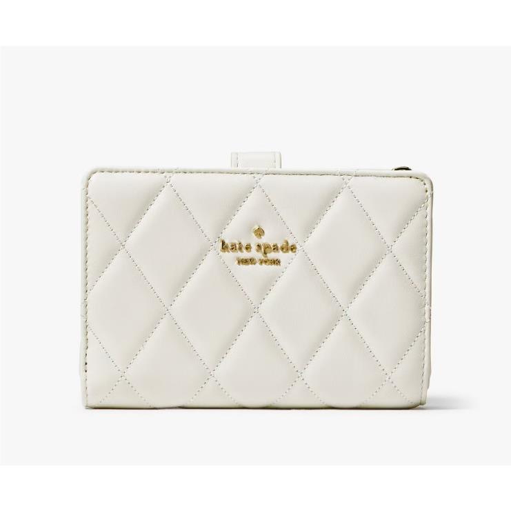 Kate Spade Women Wallet Carey Wallet in Smooth Quilted Leather Parchment
