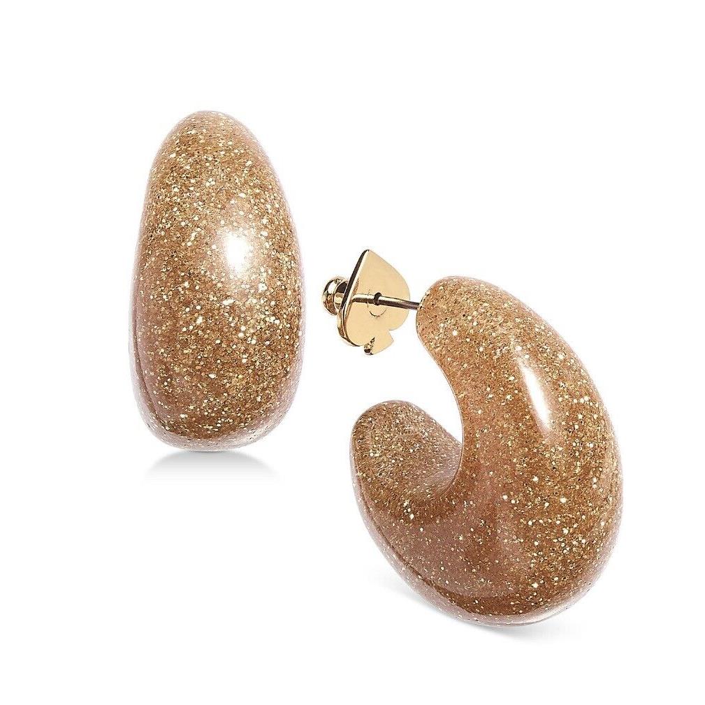 Kate Spade Gold Tone 1 Glitter Hoop Earrings Z1