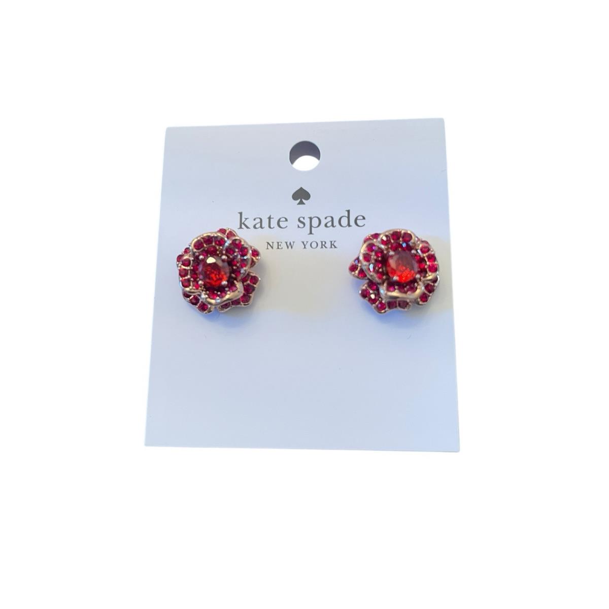 Kate Spade Scarlet Blooms Rose Stud Earrings New