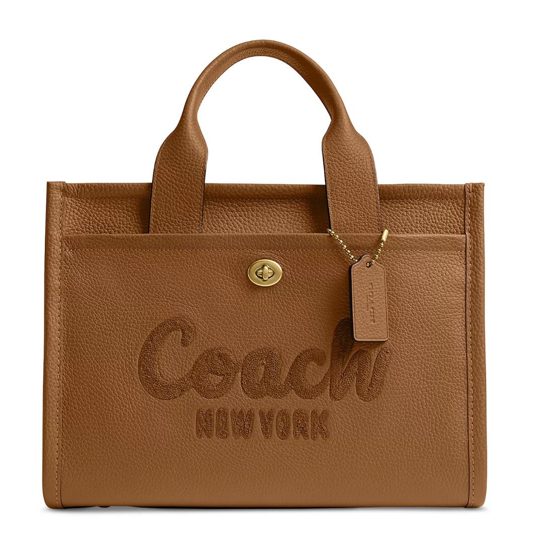 Coach Medium Bubble Leather Cargo Tote Bag B4/honey Brown
