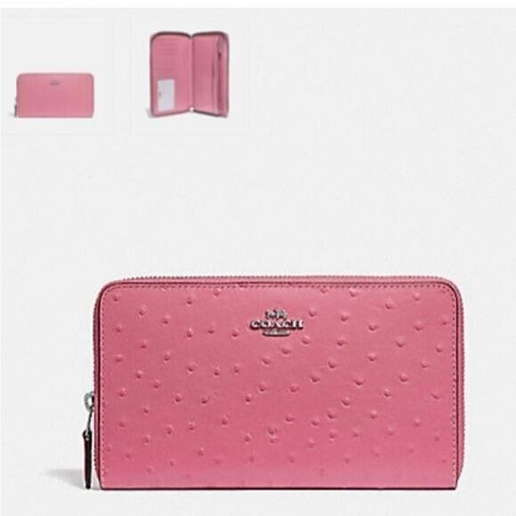 Coach F39885 Embossed Continental Wallet Sv/strawberry