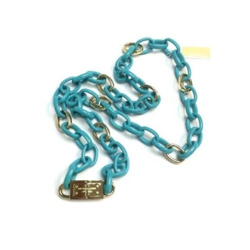 Michael Kors Blue Turquoise+gold Tone Large Link Necklace MKJ3417