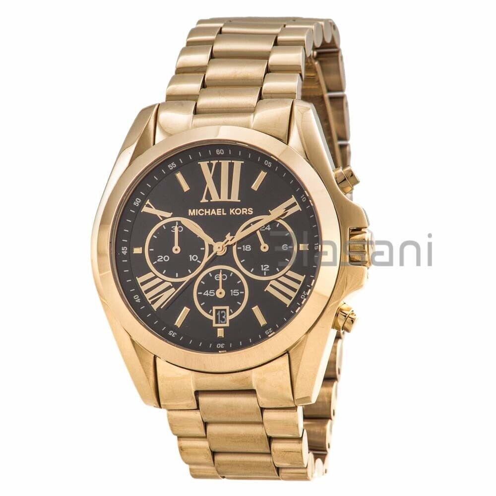 Michael Kors MK5739 Women`s Bradshaw Gold Black Dial Chronograph Watch