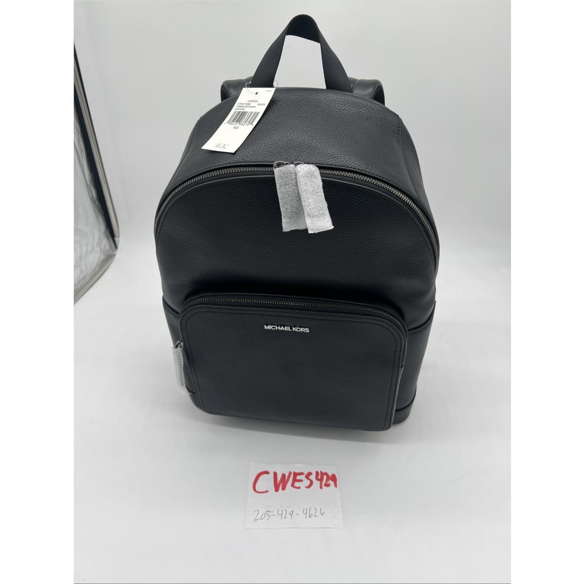 Michael Kors Cooper Black Pebbled Leather Commuter Backpack Schoolbag