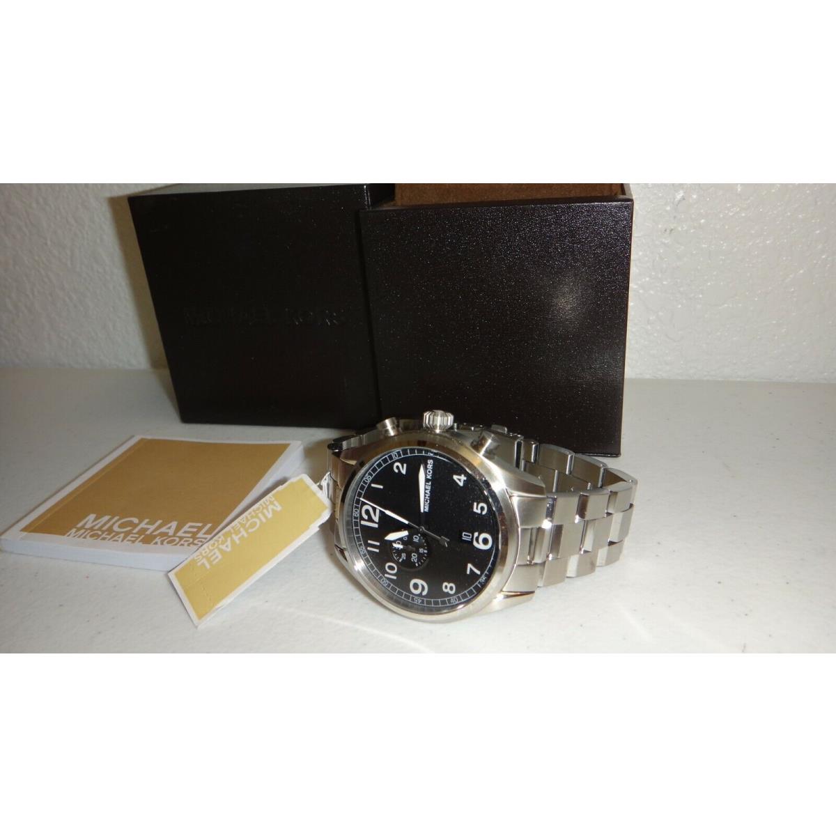 Michael Kors Men`s Hangar Silver S/ Steel Watch Chronograph 45mm MK7066 Arabic