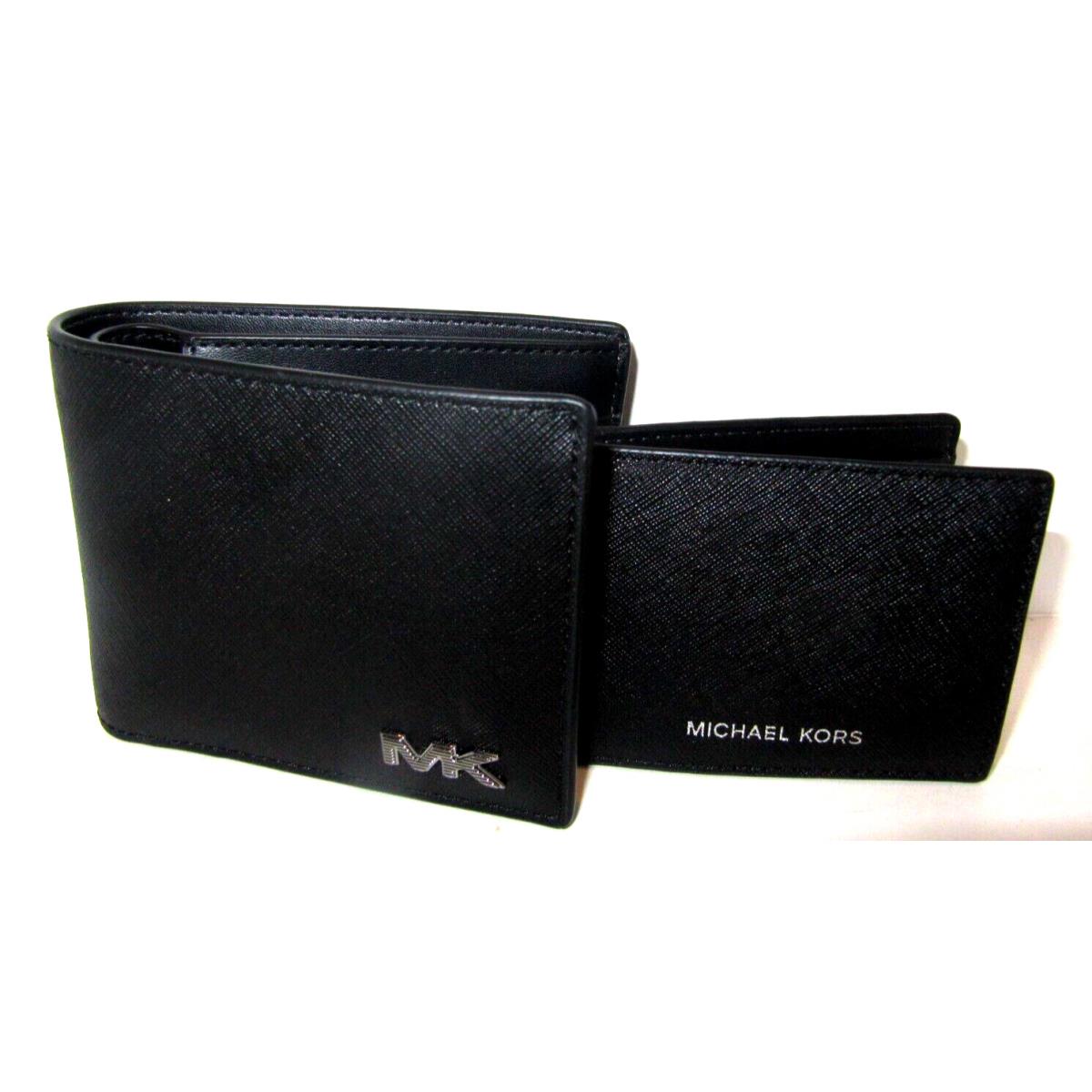 Michael Kors Rivington Black Men`s Leather Two Piece Billfold Wallet