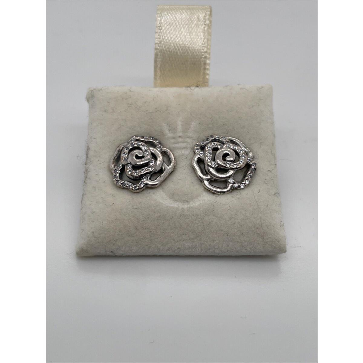 Pandora Flower Stud Earrings with Clear CZ 290575cz