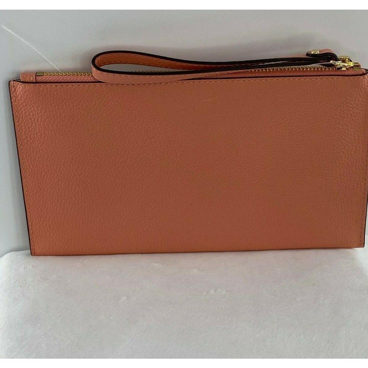 Michael Kors Wristlet Jet Set Bag Leather Wallet Peach Zipper Clutch