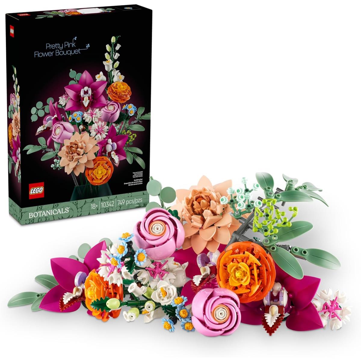 Lego Botanicals Pretty Pink Flower Bouquet Building Sets For Adults - Artificial