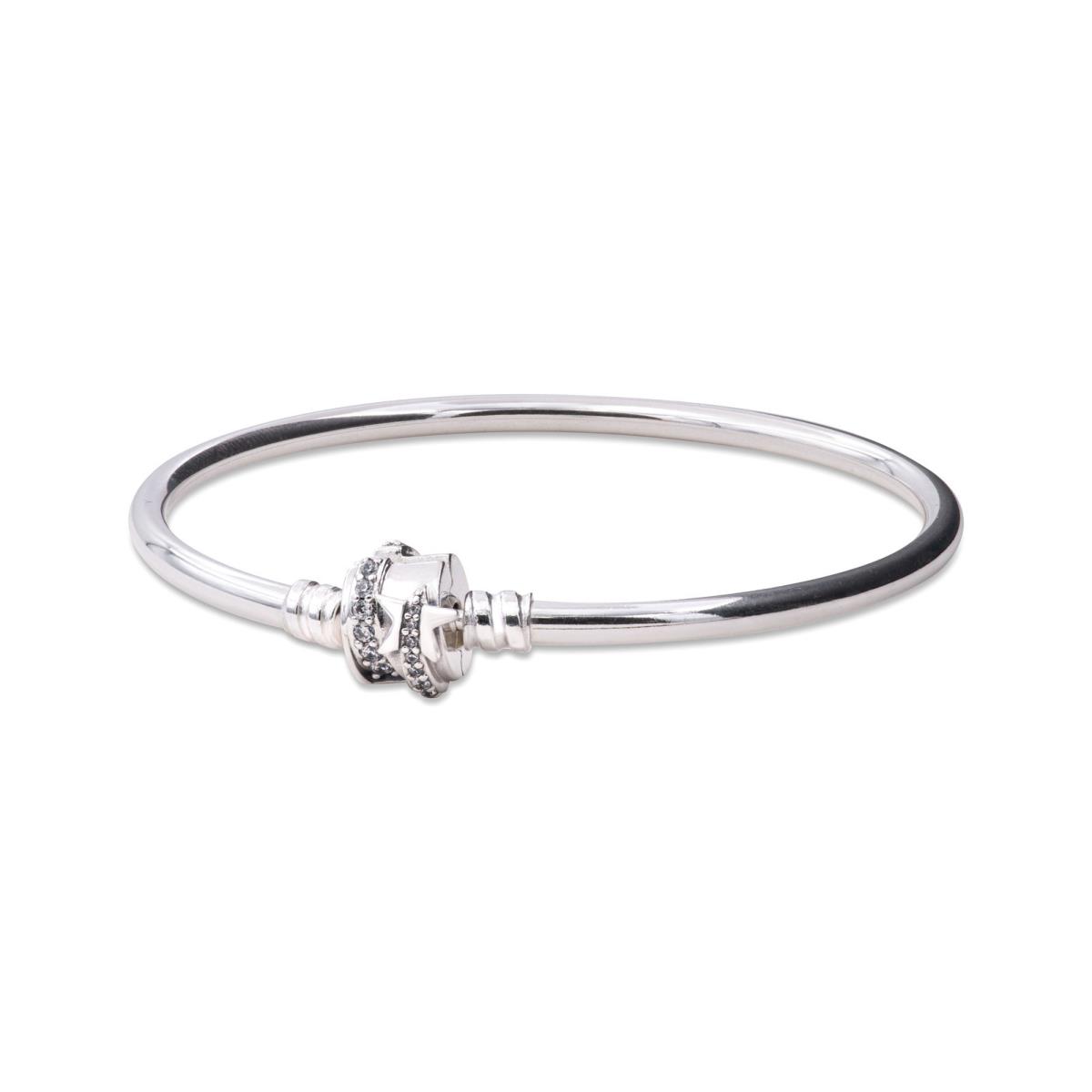 Pandora Moments Round Clasp Blue Braided Leather Bracelet