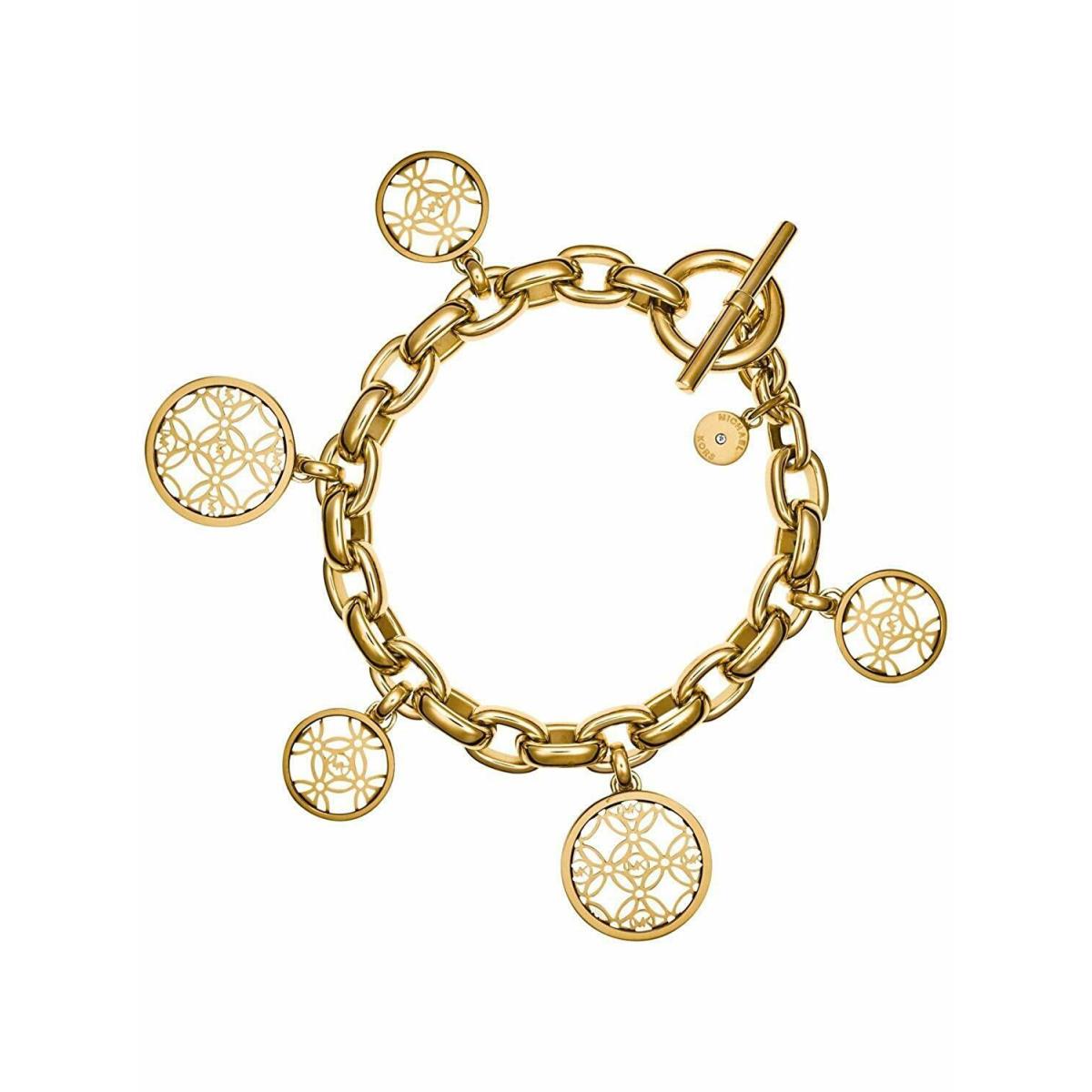 Michael Kors Gold Tone Link Chain Open Monogram Disc Charm Bracelet MKJ4473  - Michael Kors jewelry - 796483177277 | Fash Brands