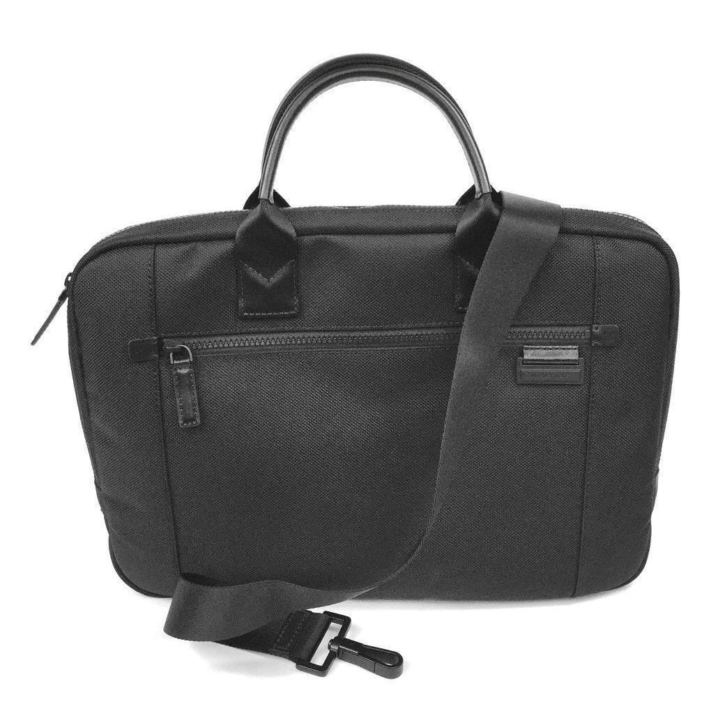 Michael Kors Men Black Durable Nylon Leather Slim Travis Briefcase 37H6TVSA2C