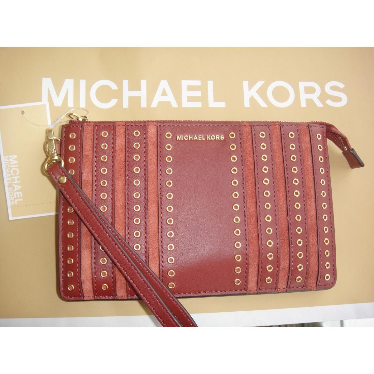 Michael Kors Brooklyn Grommet Suede Leather Medium WRISTLET.100%