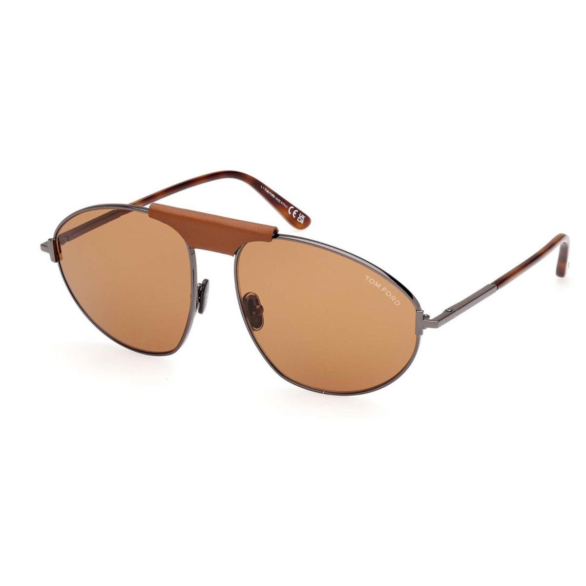 Tom Ford Ken FT 1095 Ruthenium and Brown/brown 08E Sunglasses