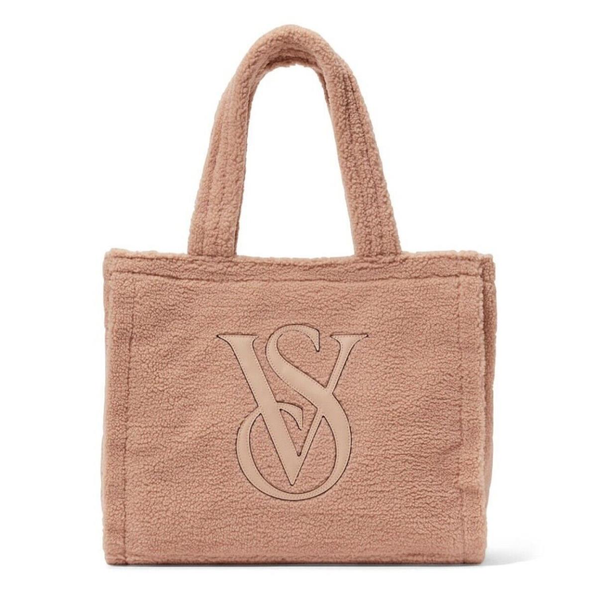 Victoria`s Secret Plush Fleece Tote Shopping Bag Travel Carry ON Beige M