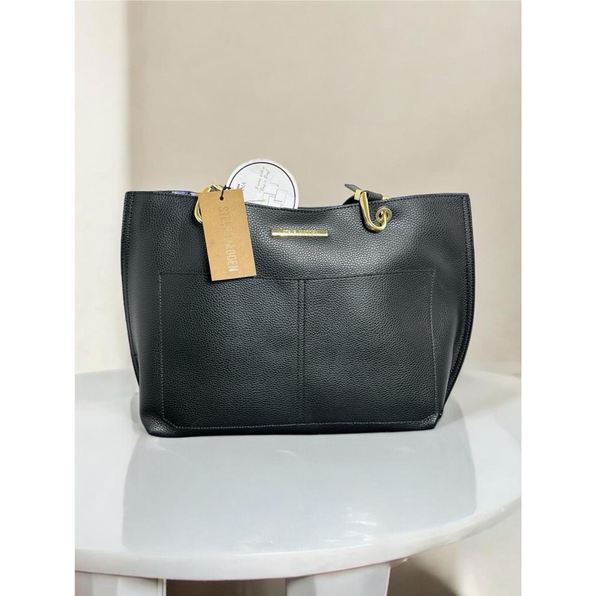 Steve Madden Bdonna Shoulder Tote Black Bag Purse Handbag 15 x 11
