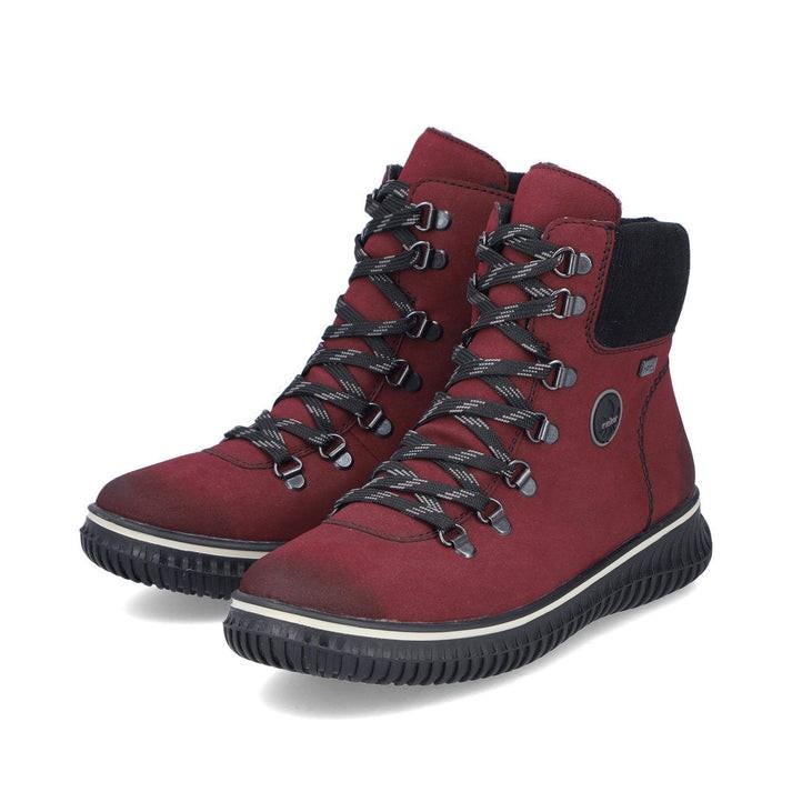 Rieker Women`s 74247 Collette Leather Lace-up Boot Bordeaux/Schwarz